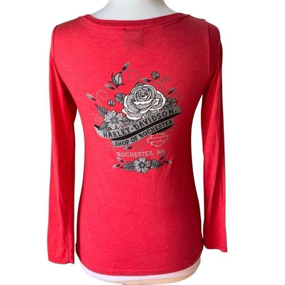 Harley Davidson Red Long Sleeve Tee Medium  New Hampshire, Laconia, Bike Week - Picture 2 of 12